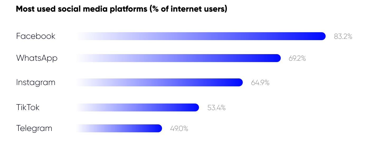 Most used social media platforms in Egypt